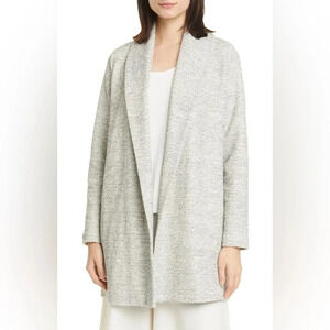 NWOT Eileen Fisher Organic Cotton Blend Shawl Collar Jacket Soft White Grey Sm